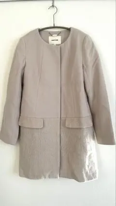 ノーカラーコート ロングコート