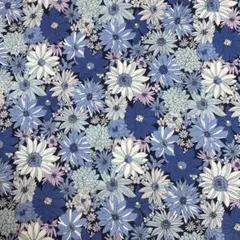 生地　薄手生地　花柄　ブルー　生地幅×50cm