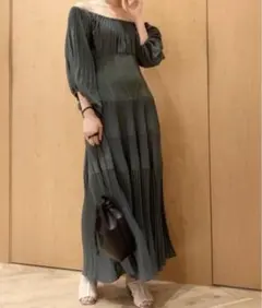 SNIDEL プリーツワンピース　ロング　サイズ1 緑