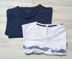 Tシャツ　セット（白柄あり　Mサイズ）（紺　Lサイズ）