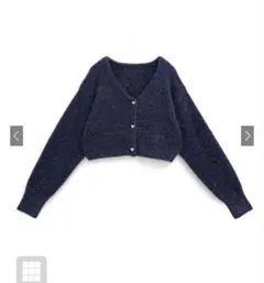 ハートボタンラメフェザーカーディガン　kz616