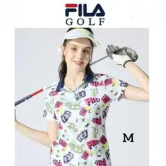 新品☆FILAフィラゴルフレディース吸汗速乾コミック柄半袖ポロシャツ　M