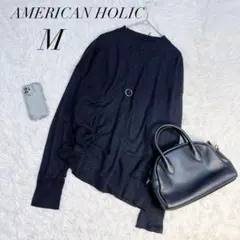アメリカンホリック/ニット/プルオーバー/黒/Mサイズ/長袖/美品☘️