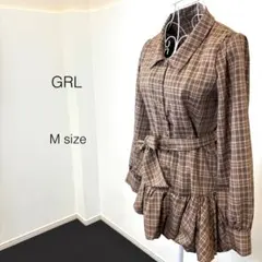 グレイル チェック柄 シャツワンピース ブラウン Mサイズ