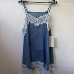 新品 しまむら LaxDanTia デニムレース キャミチュニック 中青Ｌのサムネイル