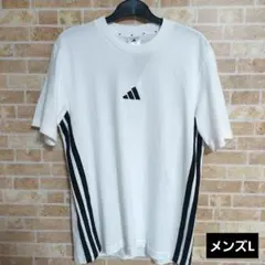 新品　アディダス　ストライプadidas ホワイト　メンズTシャツ　半袖 L