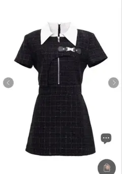 新品タグ付きRandy アシンメトリーツイードハーフスリーブドレス ブラックXS