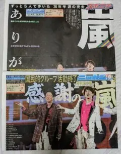 嵐ラストライブ 新聞記事 2点セット スポニチ 日刊スポーツのサムネイル
