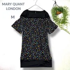 MARY QUANT　ミニワンピース　ブラック　変形ドット 【M】　マリクワ