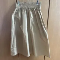 ベージュ フレアスカート ウエストゴム
