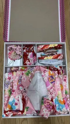 七五三 着物セット 赤とピンク 花柄超美品