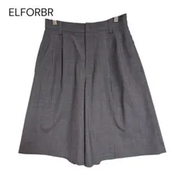 ELFORBR エルフォーブ　プリーツキュロットパンツ　グレー　ウール　M相当