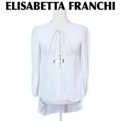 【美品】ELISABETTA FRANCHI 長袖フィッシュテールブラウス 38のサムネイル