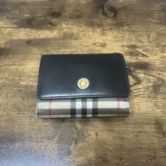 BURBERRY コンパクトウォレット ブラック チェック 三つ折り財布