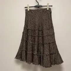 INED フレアツイードスカート サイズ9 ブラウン系