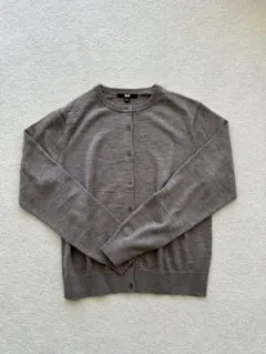 ユニクロ/メリノクルーネックカーディガン BROWN