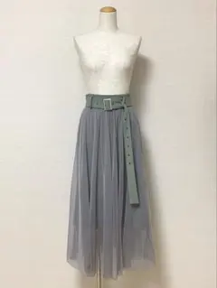 レディアゼル チュール ロングスカート スカート フレアスカート ベルト付き