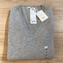 UNIQLO カシミヤ Vネックセーター M ライトグレー