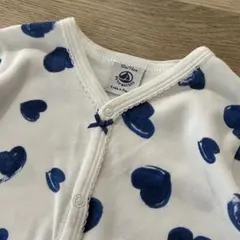 (74cm) PETIT BATEAU 長袖 ロンパース 水彩 青 ハート