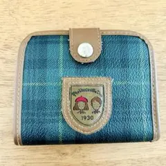 【昭和レトロ】ザボードビルデュオ　チェック柄二つ折り財布 1930年デザイン