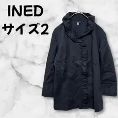 【a-644】 INED フリルシャツ M相当 ビジネス OL 黒
