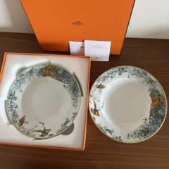 HERMES エルメス　赤道直下のスケッチ　スーププレート 2枚のサムネイル