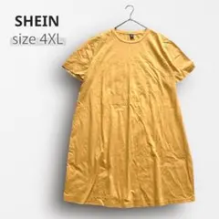 Y7568＊シーイン 大きいサイズ/4XL 半袖Tシャツ ビッグシルエット 黄色