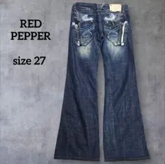 y2k RED PEPPER レッドペッパー 翼刺繍 フレアデニム ローライズ