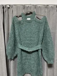 EGOIST オフショルダー ニットワンピース グリーン