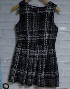 Maria Luiza ワンピース ノースリーブ チェック柄 黒白 ミニ丈