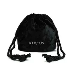【未使用】ADDICTION ブラック ベルベット 巾着ポーチ　アデクションのサムネイル