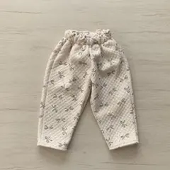 韓国子供服　aosta りぼん柄　裏起毛パンツ　子ども服　ドット　キルティング