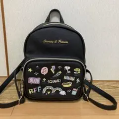 Snoopy & Friends 黒 フェイクレザーリュック