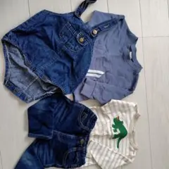 デニムオーバーオールとTシャツセット 95cm