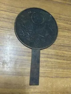 蔵出し品 江戸期 骨董品 手鏡 Yahoo!オークション - 蔵出し 銘入 銅鏡 天下一藤原作 手鏡 和鏡
