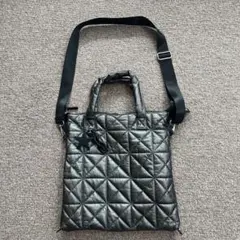 BAYFLOW キルティングバッグ　グレー　チャーム付き