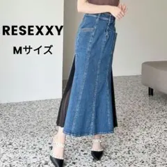 RESEXXY リゼクシー デニムシフォンプリーツスカート ロングスカート M