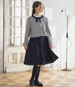 新品　160★組曲★卒服　グレンチェックジャケット&プリーツワンピース セット