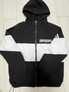 ウィンドブレーカー 黒/白 フード付き