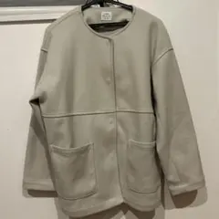 コーエン　ライトベージュミドルノーカラーコート　ジャケット