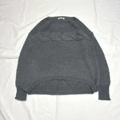 00s グレー ケーブルニット セーター ドロップショルダー 薄手