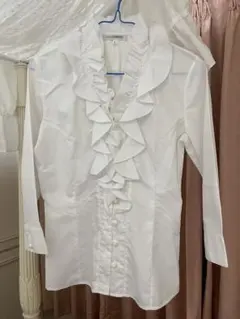 NARA CAMICIE フリル付きホワイトシャツ サイズI