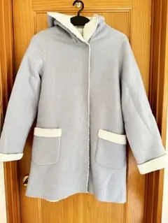 フリースフード付きコート　LLサイズ　薄い水色