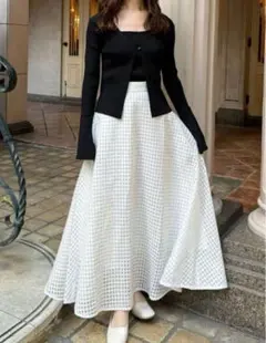 dr597 grl キャミ付きフレアスリーブリブニットカーディガン