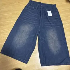 ワイドデニムパンツ 膝下丈