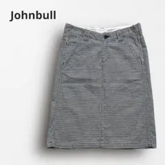 Y6368【ジョンブル】デニムスカート グレーストライプ 膝丈 カジュアル S