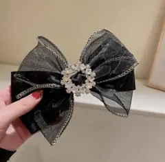 リボン バレッタ 黒