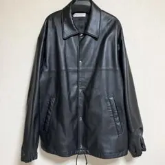 REAL SIMONS カニーノ仔牛革 コーチジャケット ブラック L REAL SIMONS カニーノ仔牛革コーチジャケット ブラック 2XL美品良質