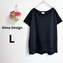 a5941 アルマデザイン　ブラック　フレンチスリーブ　Tシャツ　カジュアル　L