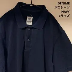 【極美品】DENIME ドゥニーム 無地 デニム 綿 ボロシャツ NAVY Lのサムネイル